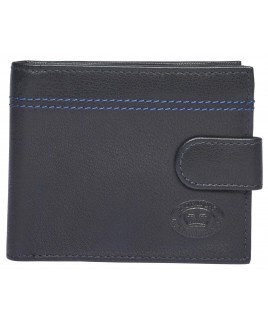 London Leathergoods Notecase with Credit Card Slots, ID Window, Inner Zip & Back Zip Round Pocket in Goat Nappa with Upper Design