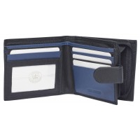 London Leathergoods Notecase with Credit Card Slots, ID Window, Inner Zip & Back Zip Round Pocket in Goat Nappa with Upper Design