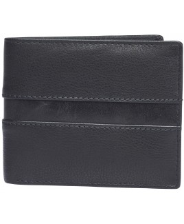 London Leathergoods Twin Section Notecase with Credit Card Flap & ID Window in Goat Nappa with Upper Design