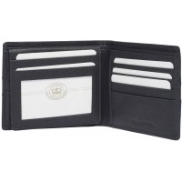 London Leathergoods Twin Section Notecase with Credit Card Flap & ID Window in Goat Nappa with Upper Design