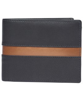 London Leathergoods Goat Nappa Notecase with Double Swing Section, Zip & Coin Pocket