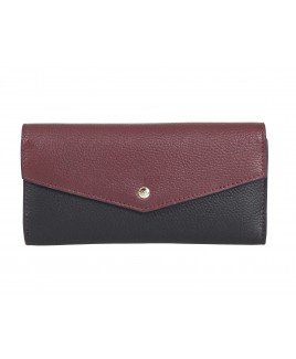 London Leathergoods Contrast Coloured Envelope Style Large Flapover Purse with RFID Protection-PRICE DROP!