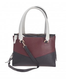 London Leathergoods Contrast Coloured Triple Zipped Hand Bag- HUGE PRICE REDUCTION!!