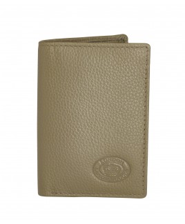 London Leathergoods 10 Leaf Credit Card Case with Note Section & Back Zip Pocket in Pebble Leather