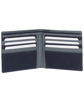 London Leathergoods Twin Section Notecase in Goat Nappa and Canvas-BARGAIN
