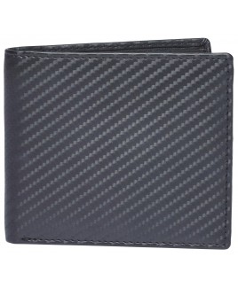 London Leathergoods Twin Section Notecase with Credit Card Slots in Carbon Fibre Effect Leather