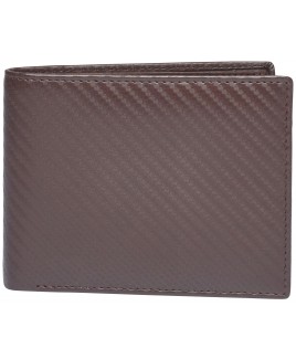 London Leathergoods Twin Section Notecase with Inner Zip & Coin Pocket in Carbon Fibre Effect Leather