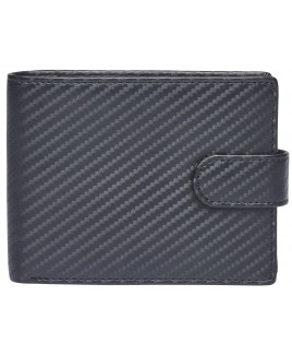 London Leathergoods Bifold Notecase with Tabbed Credit Card Swing Section, Inner Zip & Coin Pocket in Carbon Fibre Effect Leather