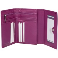London Leathergoods Medium Trifold Purse Wallet with 2 Inner Zips in Soft Cow Nappa