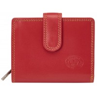 London Leathergoods Small Zip Round Purse with Tabbed Wallet Section & ID Window Swing Section in Multi Soft Cow Nappa