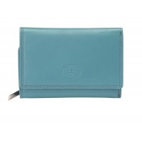 London Leathergoods Medium Zip Round Purse with Front Trifold Wallet Section in Multi Soft Cow Nappa