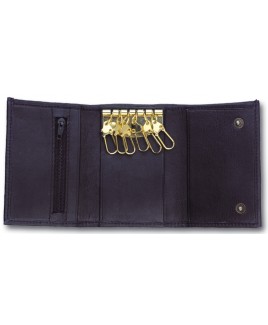 Sheep Nappa Keycase with 6 Hooks & Zip Pocket