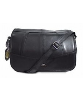 Lorenz Sheep Nappa Bag with Front Flap, Multi Zips & Adjustable Strap- BIG PRICE DROP!