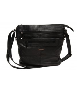 Lorenz Sheep Nappa Bag with Three Front Zips and a Zipped Back Pocket-Huge Savings!