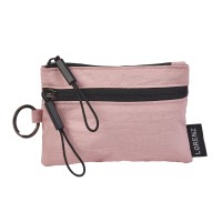 Lorenz Small Top Zip Coin/Accessory Purse with Front Zip In Soft Crinkled Nylon