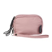 Lorenz Compact Triple Top Zip Coin/Accessory Pouch Purse with Detachable Wrist Strap In Soft Crinkled Nylon