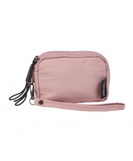 Lorenz Compact Triple Top Zip Coin/Accessory Pouch Purse with Detachable Wrist Strap In Soft Crinkled Nylon