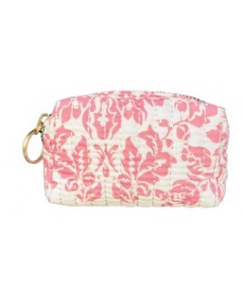 Lorenz Botanical Quilted Fabric Zipped Purse with Keyring Zip Pull