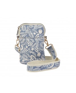 Lorenz Botanical Quilted Fabric Compact X-Body Phone/Accessory Bag with Front Pocket- New Stock arriving Soon!