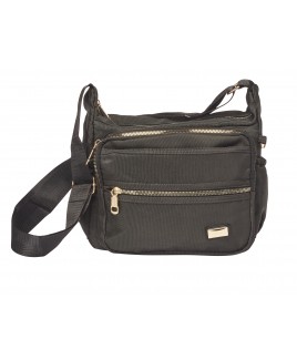 Lorenz  "Poly-Xtra" Large MultiZip X-Body Top Zip Bag with Side Pockets & Adjustable Shoulder Strap