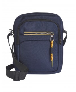 Grained Polyester Medium Top Zip X-Body Bag with 2 Front Zips & Back Zip