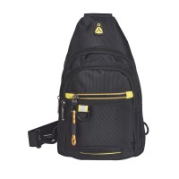 Grained Polyester Sling Backpack/Chest Bag with 3 Front Zips