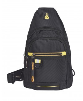 Grained Polyester Sling Backpack/Chest Bag with 3 Front Zips