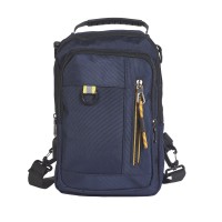 Grained Polyester Multi-Wear Bag/Backpack/Sling Bag with Two Large Zip Pockets & Additional Front Zip Pocket
