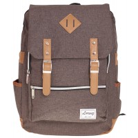 Polyester Flapover Backpack with 2 Front Zip Pockets, Top Zip & Tan Tabs