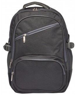 Denim Look Backpack with 4 Zips & Side Pockets