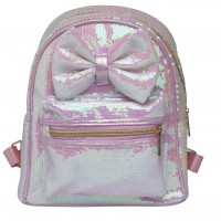 Lorenz Girls Medium Zip Round Backpack with Front Zip Pocket & Decorative Bow