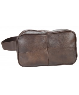 Lorenz Cow Hide Double Top Zip Wash Bag with Back Zip- NEW LOW PRICE !