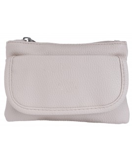 Lorenz Leather Grain PU Soft Top Zip Coin Purse with Front Flap Pocket