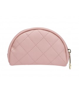 Lorenz Smooth Grain PU Zip Round Purse with Quilted Stitch