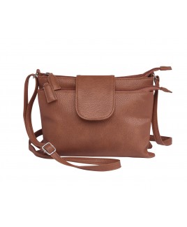 Lorenz Smooth Grain PU Twin Top Zip X-Body Bag