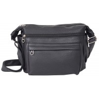 Top Zip PU Bag with 2 Front Zips, Back Zip & Pockets- CLEARANCE!