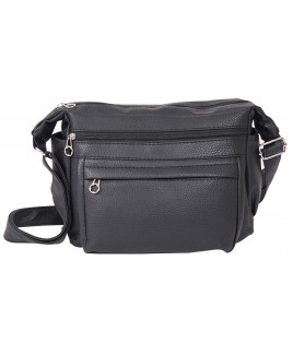 Top Zip PU Bag with 2 Front Zips, Back Zip & Pockets- CLEARANCE!