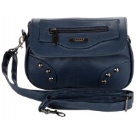 Lorenz Small Flapover PU Bag with Back Zip & Studs-CLEARANCE
