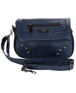 Lorenz Small Flapover PU Bag with Back Zip & Studs-CLEARANCE