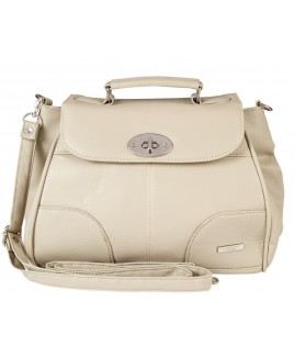 Lorenz Leather Grain PU Flapover Bag with Triple Top Zips- CLEARANCE!