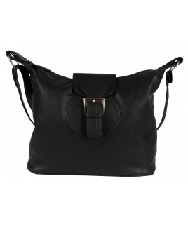 Lorenz Leather Grain PU Twin Top Zip Bag with Tab and Buckle- CLEARANCE!