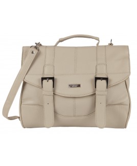 Lorenz Flapover Leather Grain PU Bag with Twin Zips & Buckles-CLEARANCE!