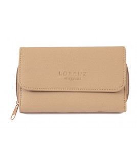 Lorenz Leather Grain PU Zip Round Purse with Trifold Wallet Section- FURTHER PRICE DROP !