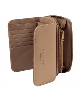 Lorenz Leather Grain PU Zip Round Purse with Trifold Wallet Section- FURTHER PRICE DROP !