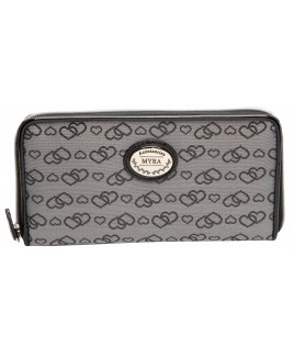 Long Textile Zip Round Purse with Inner Zip & Credit Card Slots-CLEARANCE!