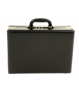 Black Leather Grain Finish Executive Case with Leather Inner