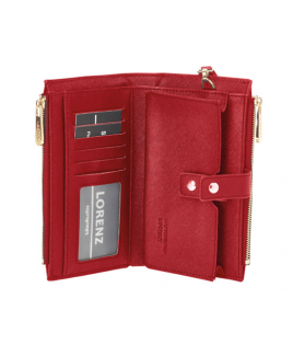 Lorenz Saffiano Print PU Large Twin Top Zip Organiser Purse Wallet with Detachable Wrist Strap