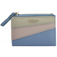 Lorenz RFID Small Note Book Top Zip Purse Wallet with Panelling in Grained Contrast PU