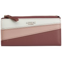 Lorenz RFID Long Note Book Top Zip Purse Wallet with Panelling
