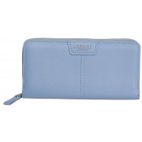 Lorenz Grained PU Long Zip Round Purse with Front Wallet Section